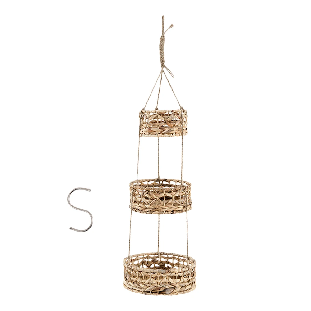 

Rattan Woven Basket Planters Indoor Decorative Flower Baskets Hanging Wall Mount Space Saving Balcony Vegetable