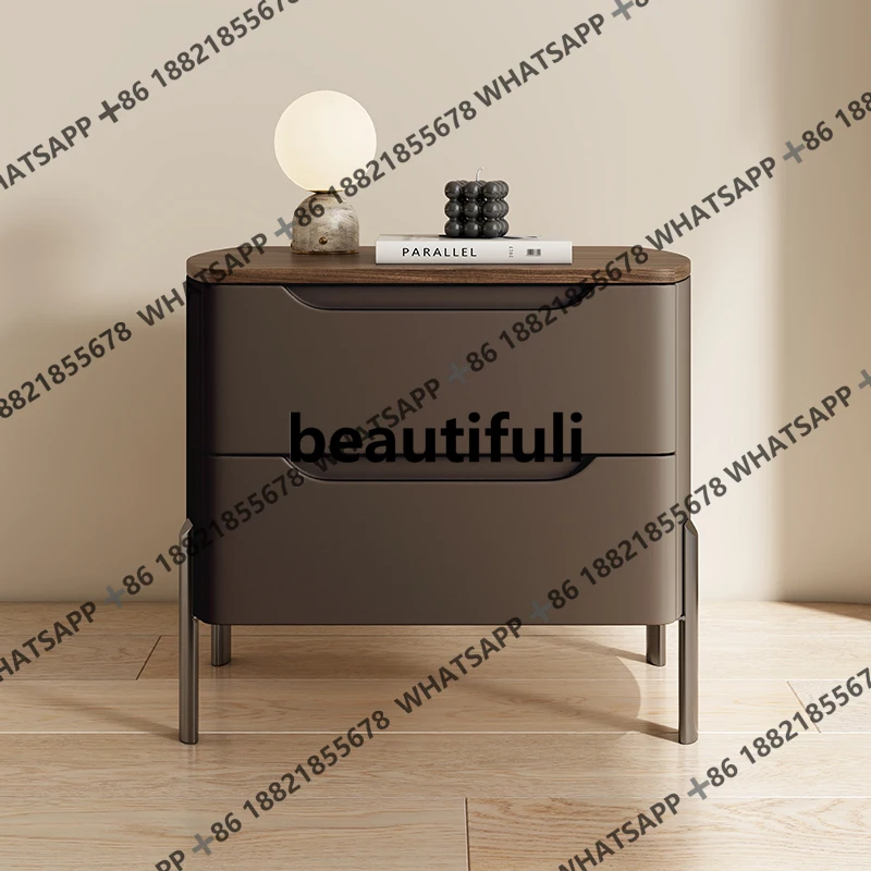 Creative 2025 new bedside table modern simple light luxury cream style high sense