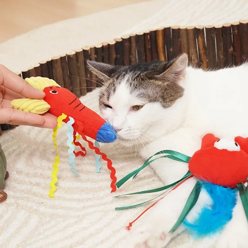 Cat toy tease the cat to relieve boredom artifact shrimp soldier crab will color feather mint plush toy supplies