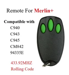 Universal Portão Controle Remoto, Garagem Porta Comandos, 433,92 Mhz Elevador Mestre, 94335E, 84335EML, 1A5639-7, Merlin C945, C940, C943, CM842