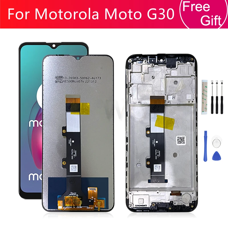 For Motorola Moto G30 LCD Display Touch Screen Digitizer Assembly XT2129-1 XT2129-2 Screen With Frame Replacement Repair 6.5