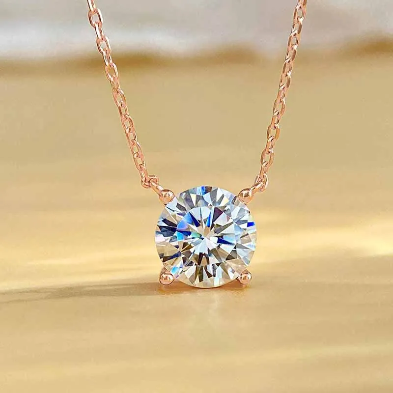 

Ожерелье из стерлингового серебра 925 пробы с одним бриллиантом и четырьмя зубцами 1 карат, простой и элегантный бестселлер в Интернете