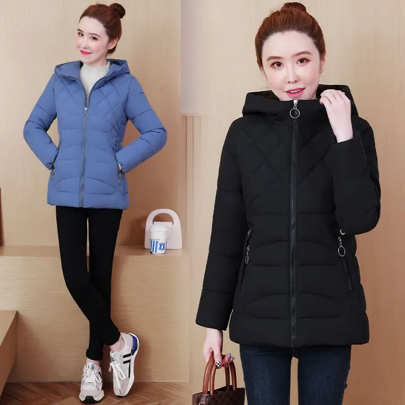 Fashion Down Cotton Jacket Womens 2024 Winter Jacket Parkas Large Size Cotton-Padded Coat Female Hooded Warm Coat