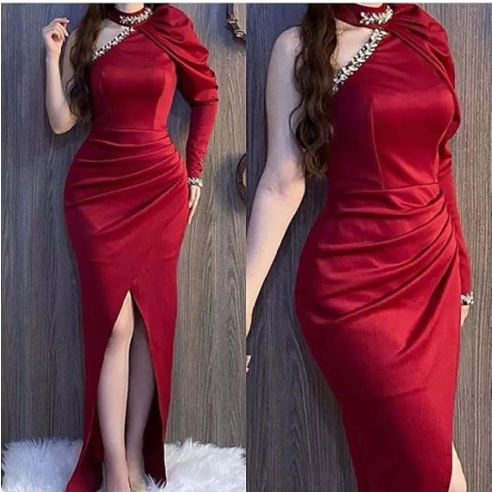 

Evening Dresses Luxury One Shoulder Long Dresses Full Sleeve Party dresses 2024 Mermaid Cocktail Prom Gown New فساتين الحفلات