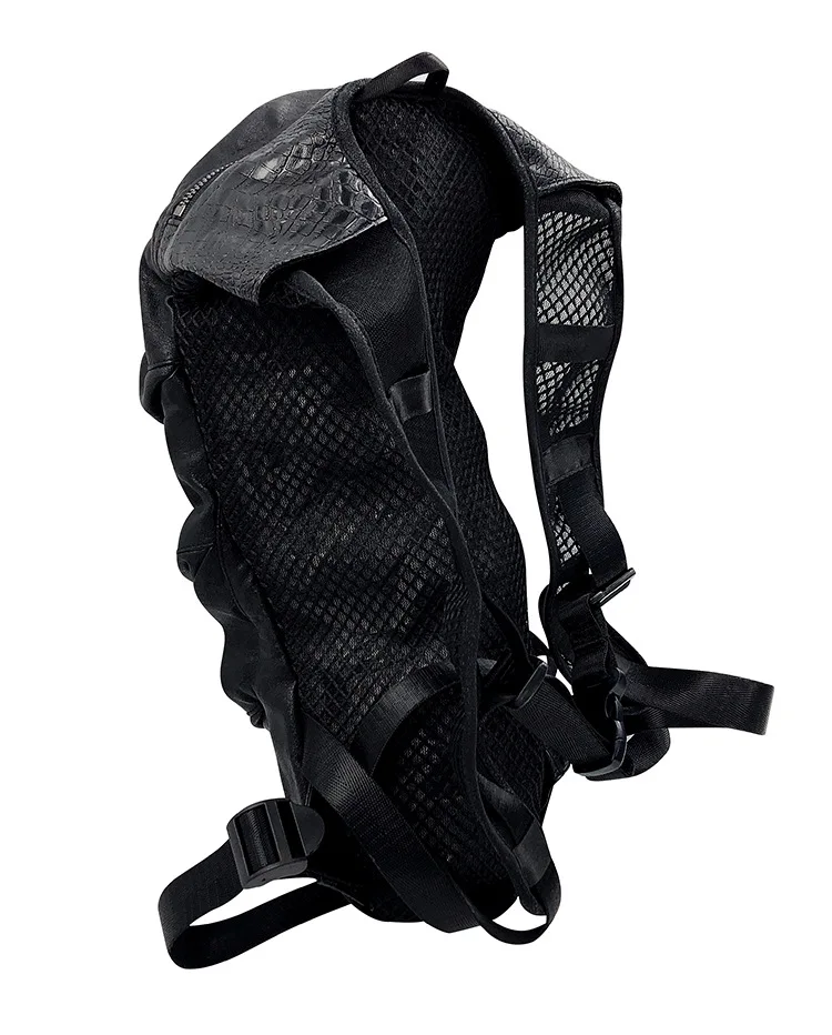 Gear Duke Streampunk Shell Backpack Pu Net Patchwork Knapsack Motorcycle Riding Equipment Multiple Wearing Woman Punk Rucksack