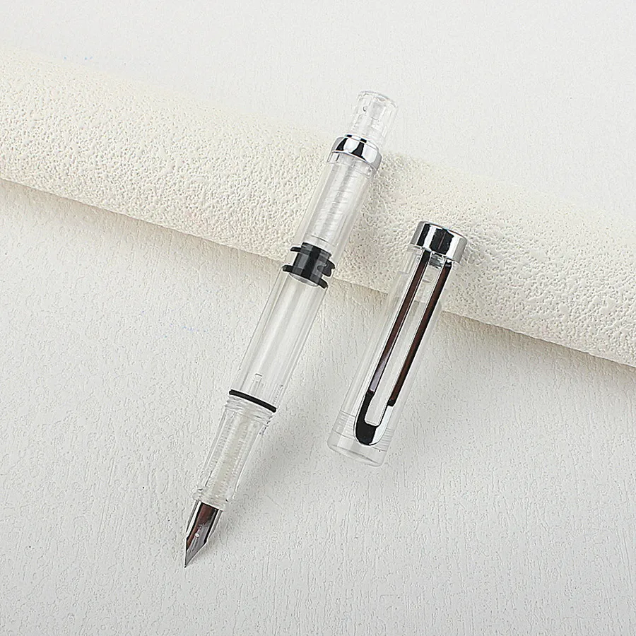 Special Offer Piston Fountain Pen Fine Nib 0.5mm Transparent Piston Ink Pen School Business Office Gift Writing Pen