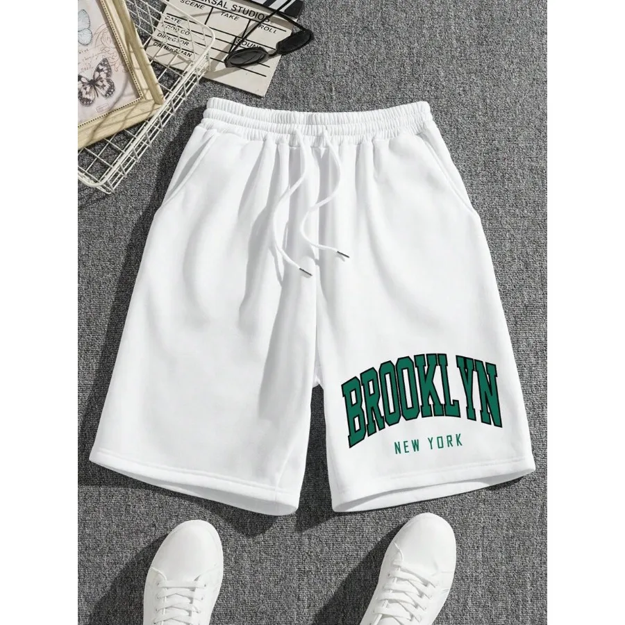 

Manfinity Dauomo Men Letter Graphic Drawstring Waist Shorts