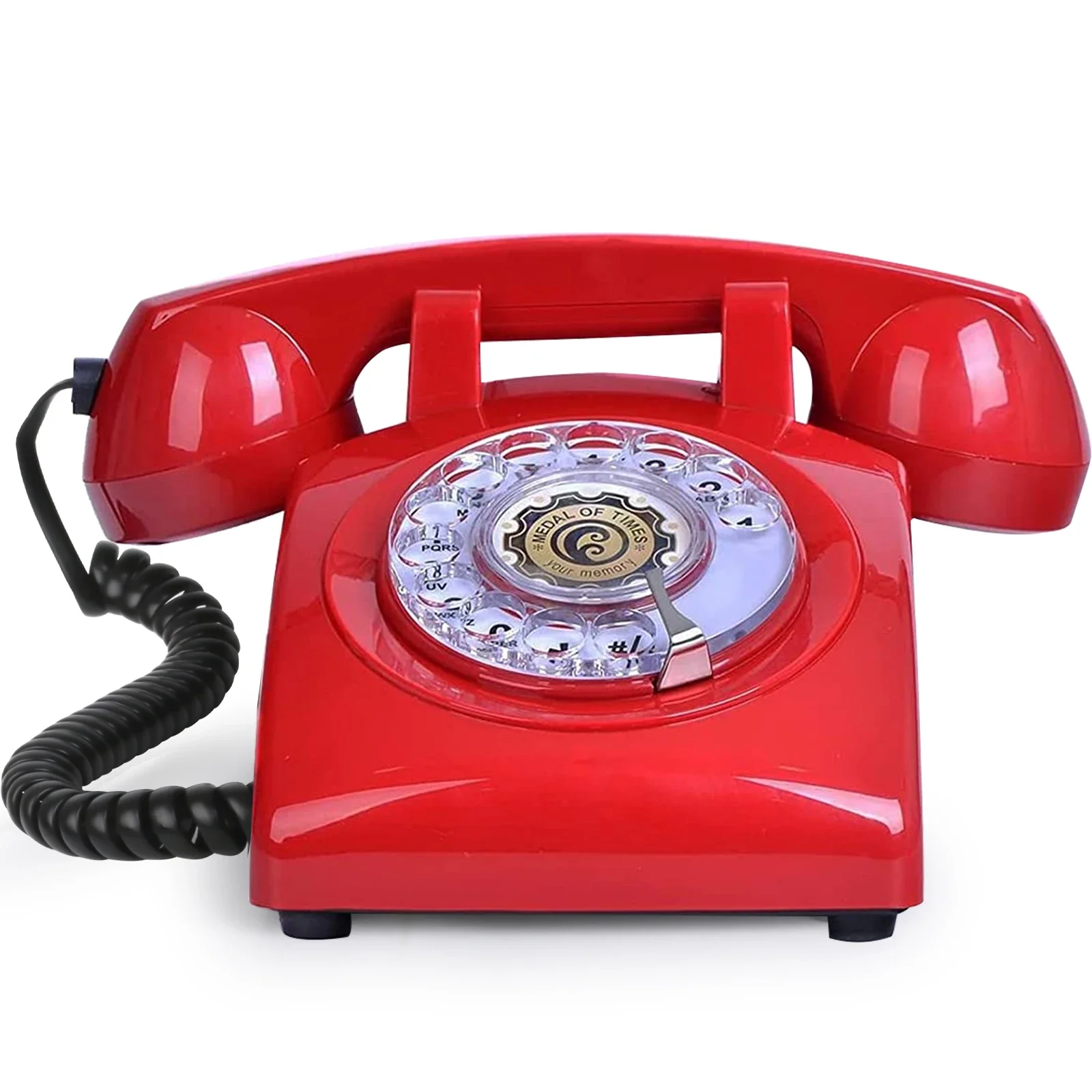 Retro Rotary Dial Phone 1960s Style Vintage Telephone Old-Fashioned Desk Landline Phones with Mechanical Ringer for Home Office