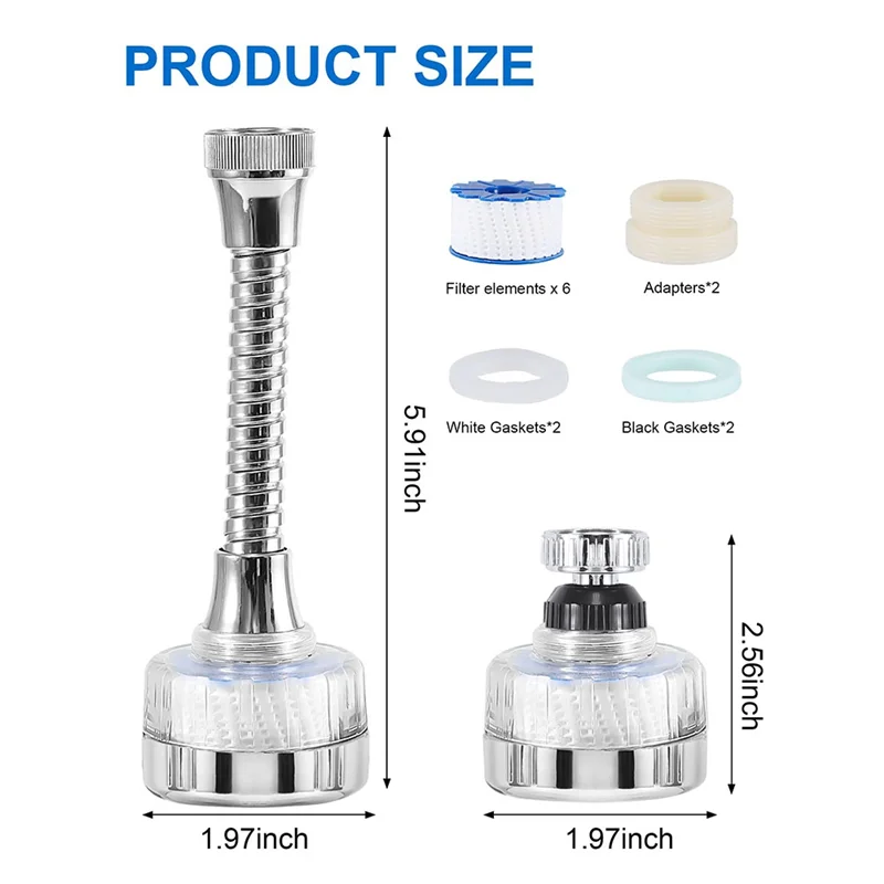 Sink Water Filter Faucet, Faucet Filter,360° Rotating Faucet Filters Purifier Tap Filtration For Home Bathroom & Kitchen Durable
