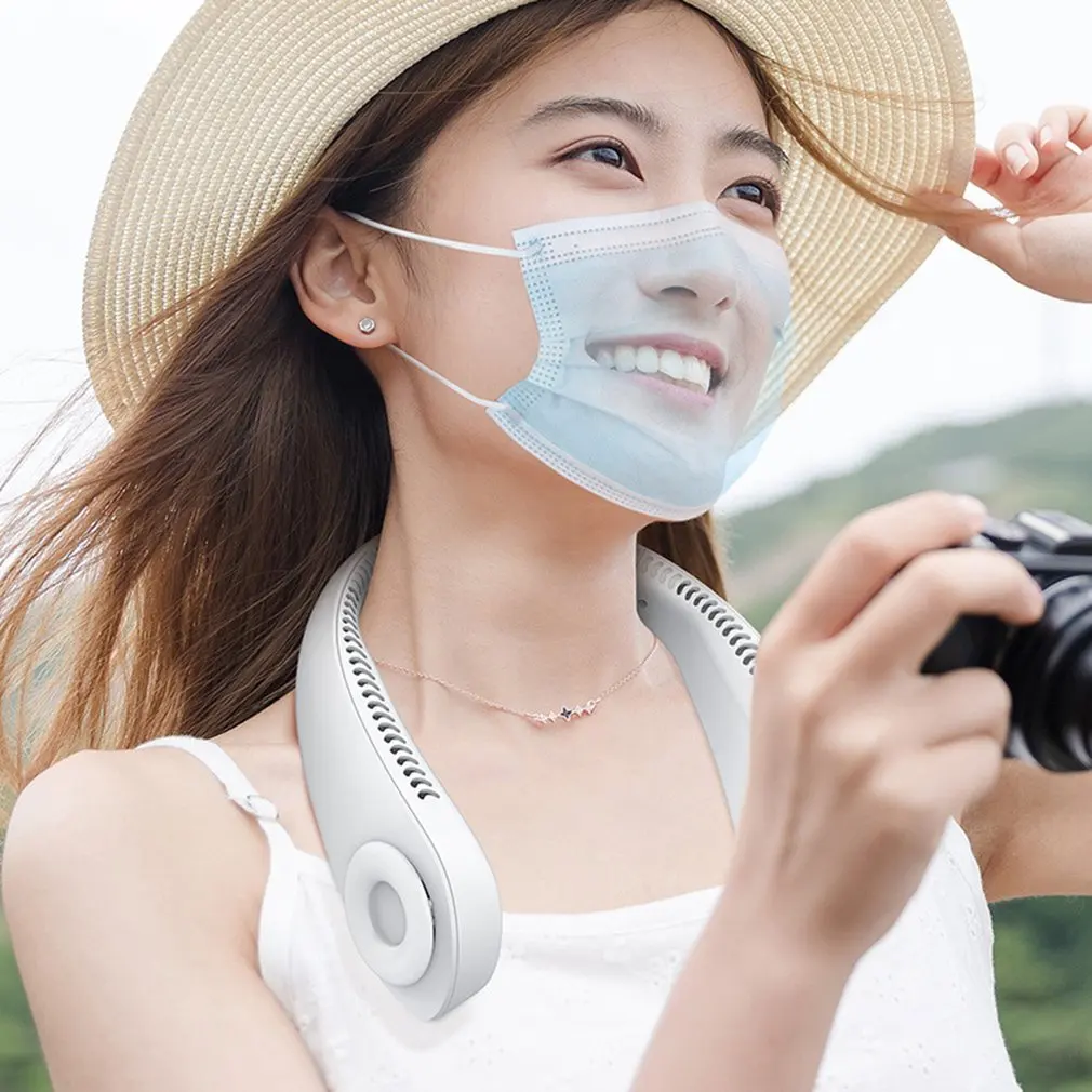 Usb Lazy Leafless Hanging Neck Mini Desktop Multifunctional Household Small Charging Silent Durable Fan