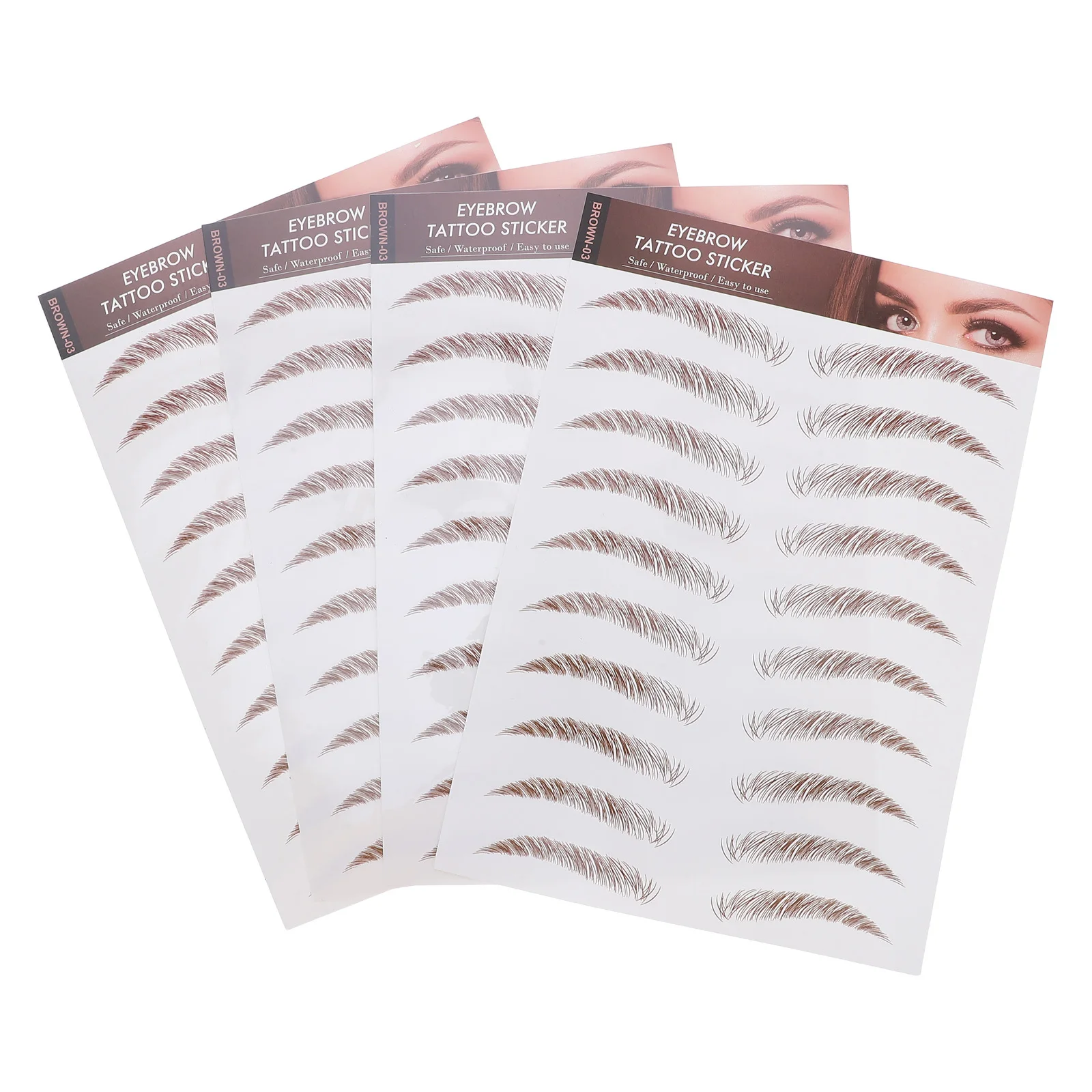 

4Pcs Eyebrow Transfer Stickers 6D Hair-Like False Eyebrows Reusable Waterproof Fit All Face Outlines No Glue Needed Smooth
