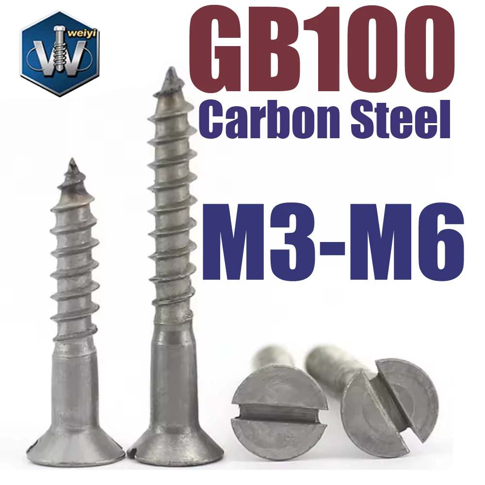 Sl 2/5/10/20 Stück M3 M3.5 M4 M5 M6 Länge 12-80mm Flache Senkschrauben aus Kohlenstoffstahl GB100 mit Schlitz, selbstschneidende Holzschrauben – Detail 1