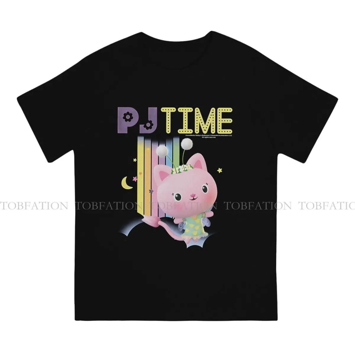 Gabby's Dollhouse TShirt for Men Kitty Fairy PJ Time Humor Casual Sweatshirts T Shirt High Quality Trendy