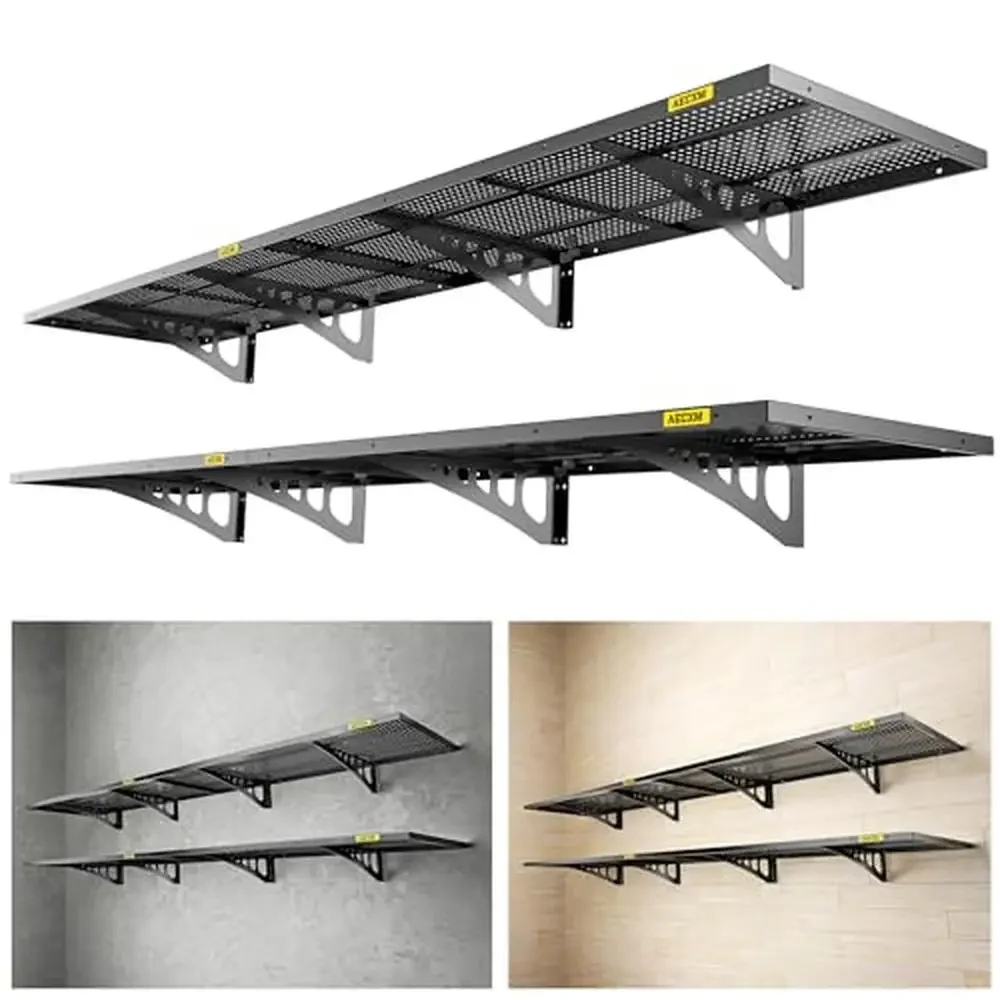 Heavy Duty Steel Garage Storage Rack Wall Shelves Strong Wall Mounted Storage Solution Neat Organization Hoard 48