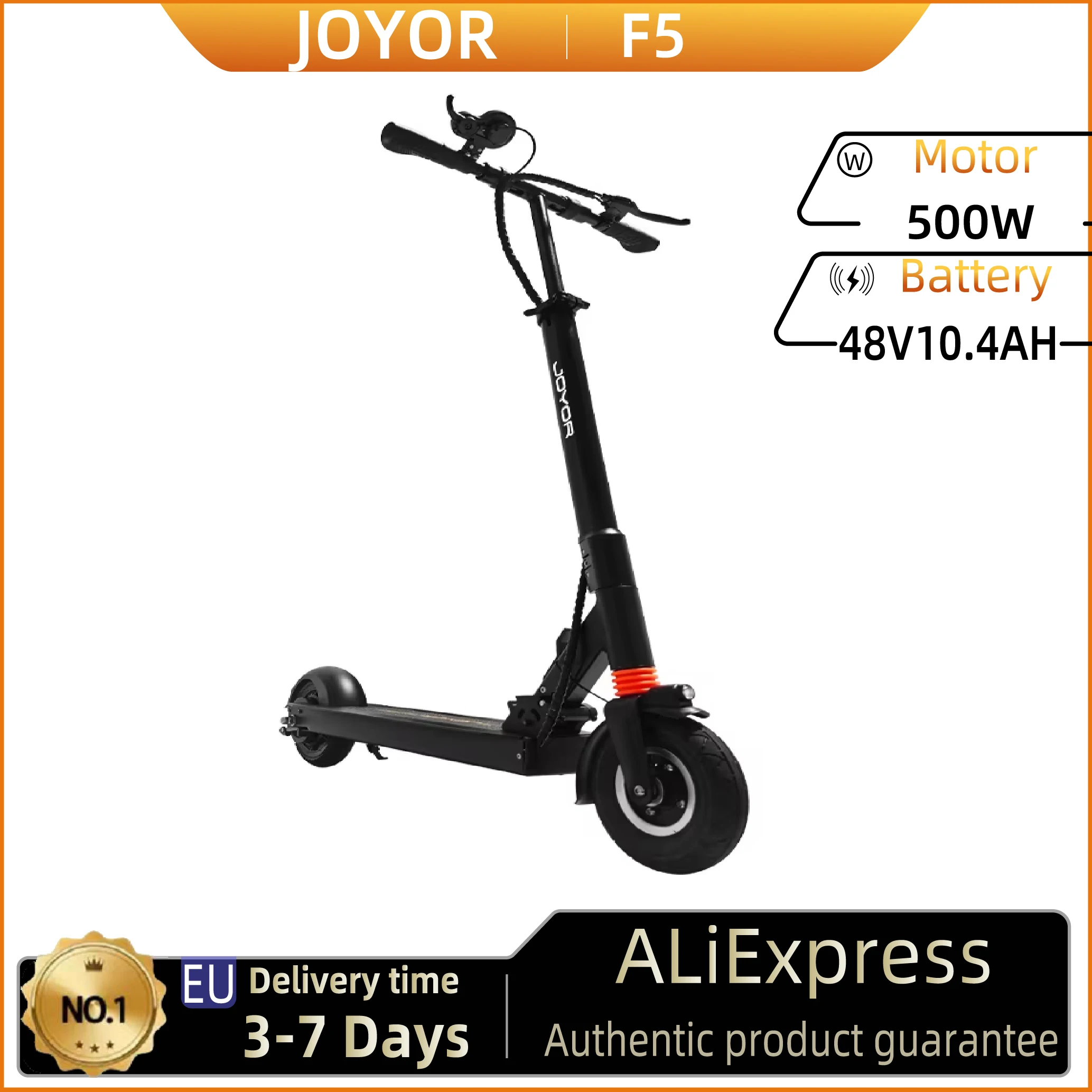 Trottinette électrique pour adultes JOYOR F5, moteur 500W, batterie 48V10.4AH, trottinette de ville, pneus pneumatiques avant et pneus pleins arrière de 8 pouces, trottinette électrique