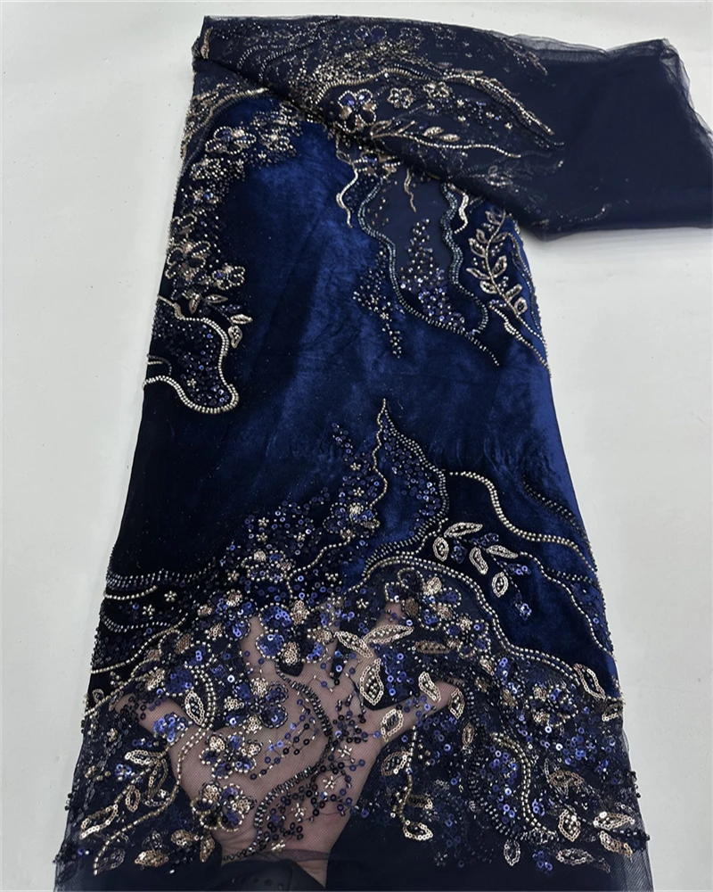 

African Sequins Lace Fabric for Wedding, Nigerian and French Tulle, High Quality Embroidery, 2025 Latest
