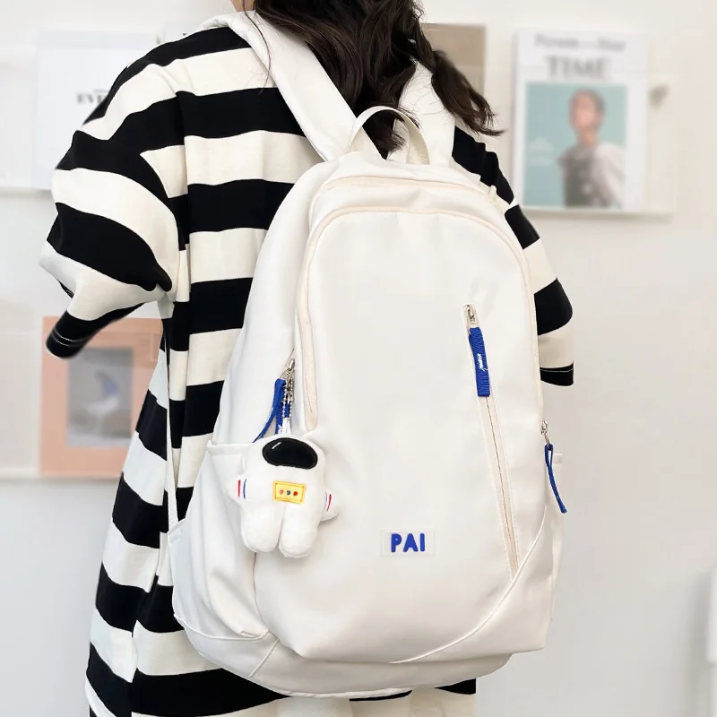 

Trendy Girl White Travel School Bag Fashion Cute Female College Backpack Women Nylon Laptop Book Bags Lady Student Backpack Cool