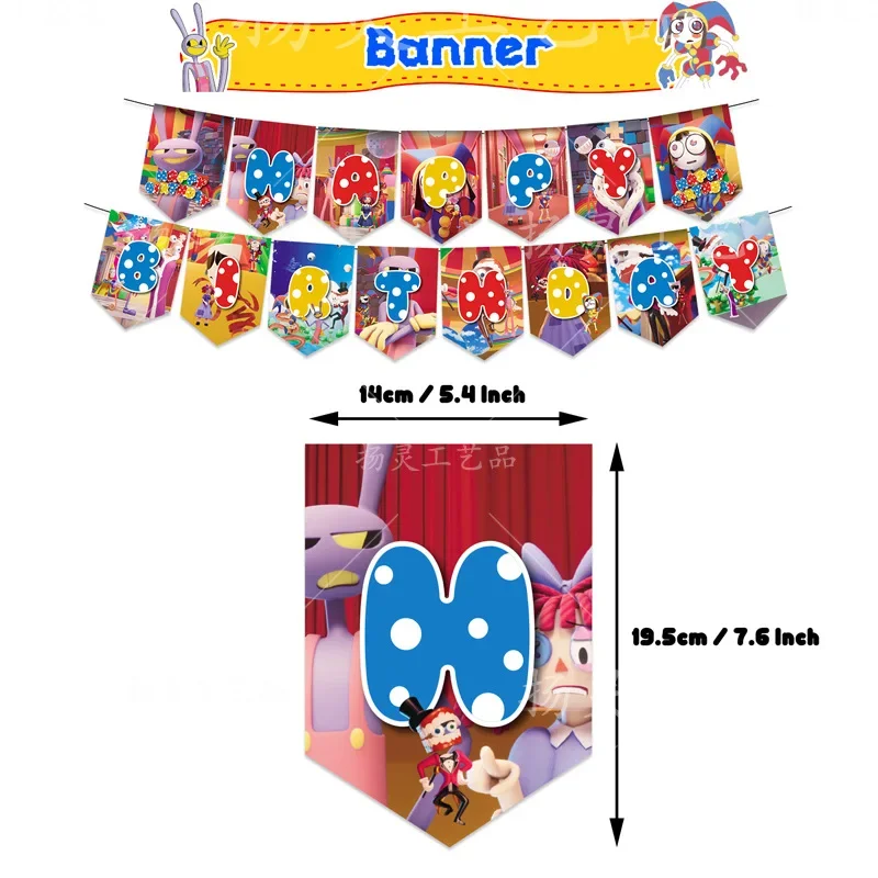 The Amazing Digital Circus Party dinnerware Disposable Banner Cake Topper Flag Digital Circus Balloons Birthday Decoration set