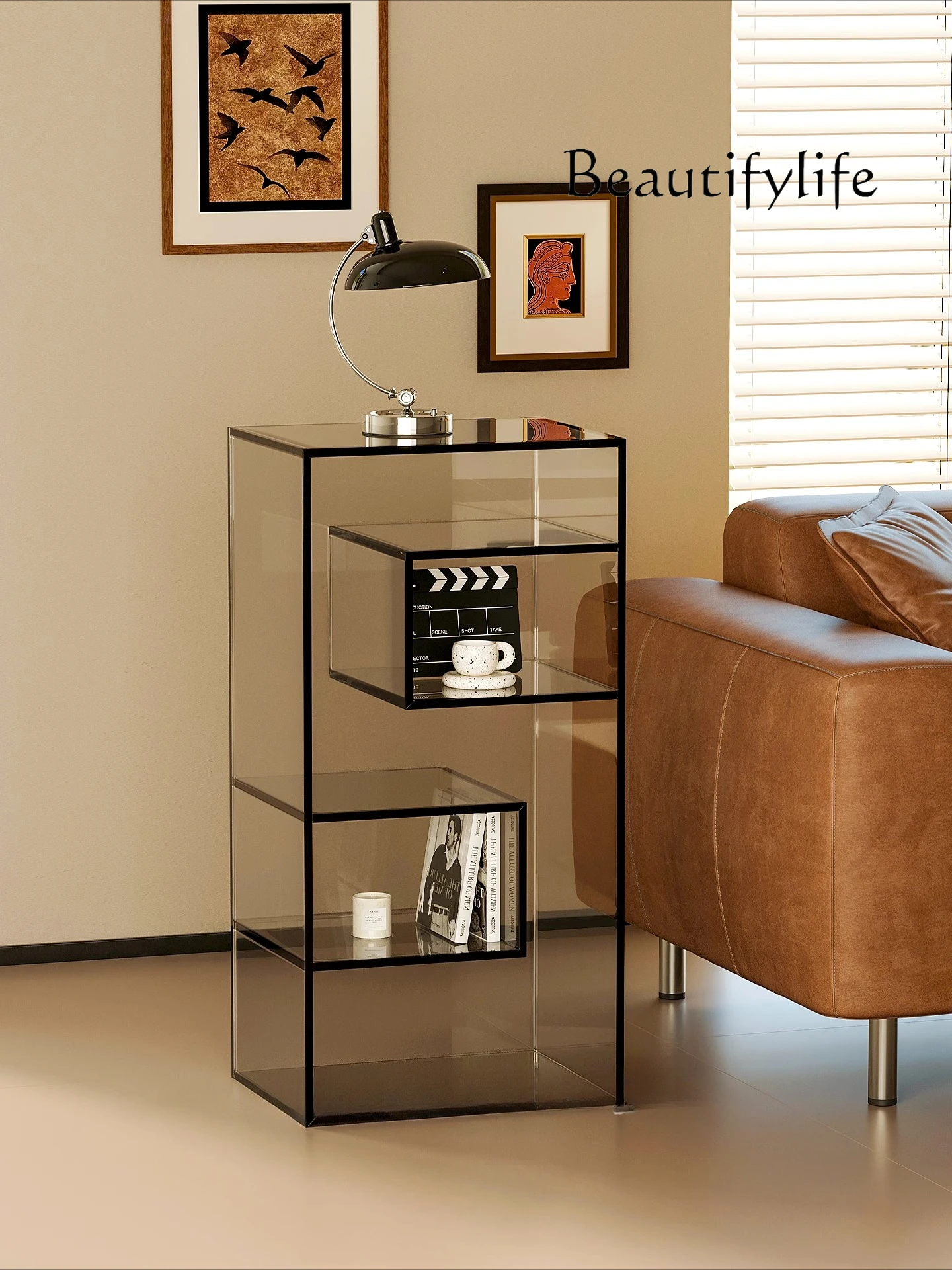 

Sofa Side Cabinet Living Room Modern Simple Storage Shelf Light Luxury Premium Floor Bookcase