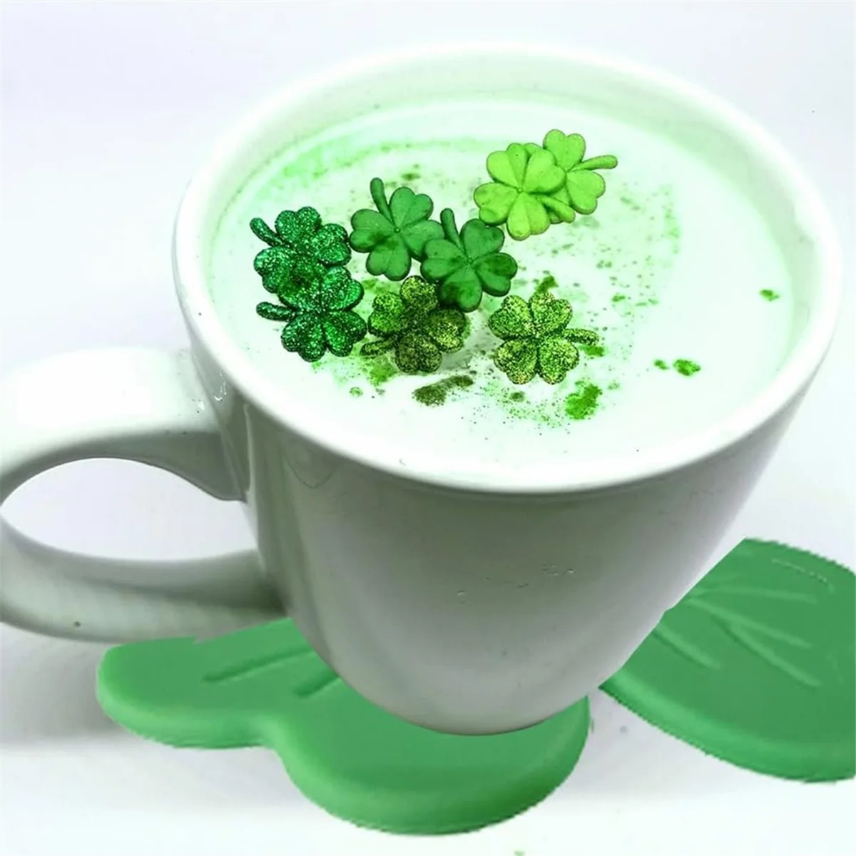 St. Patrick'S Day Drink Coasters Shamrock Irish Green Absorbent Cup Coaster Tabletop for Home Office Party Tablewares HOT