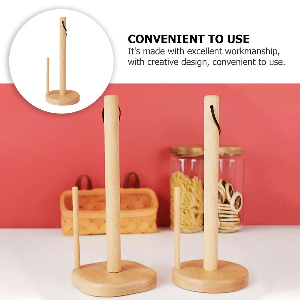 

1Pcs Wood Roll Paper Storage Holder Vertical Tissue Stand Practical for Home Kitchen Bathroom Household Tissue Holder