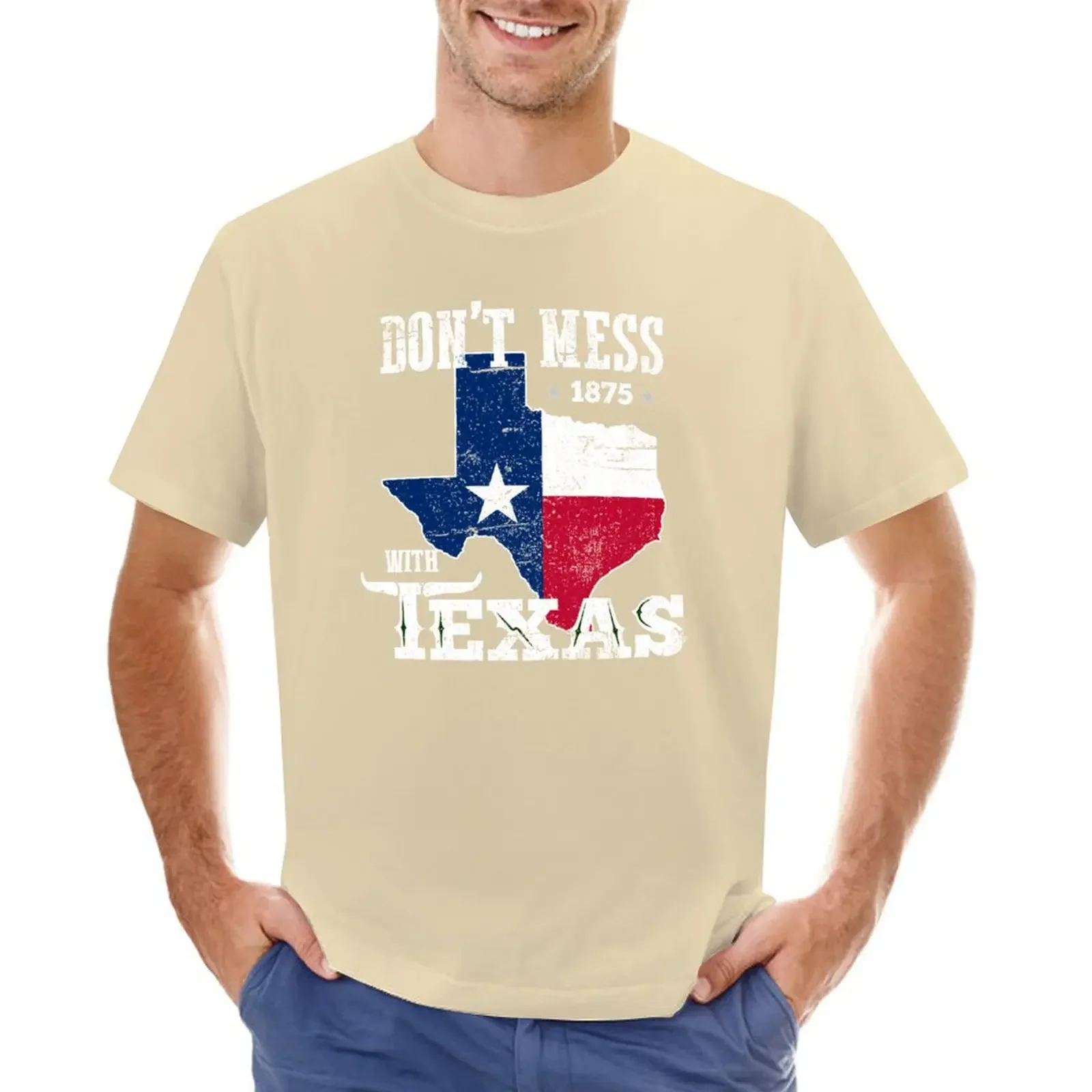تي شيرتات كلاسيكية مخصصة للرجال ، كبيرة وطويلة ، اقتباس تكسان مضحك ، لا تعبث مع تكساس ، قمم رائعة #3