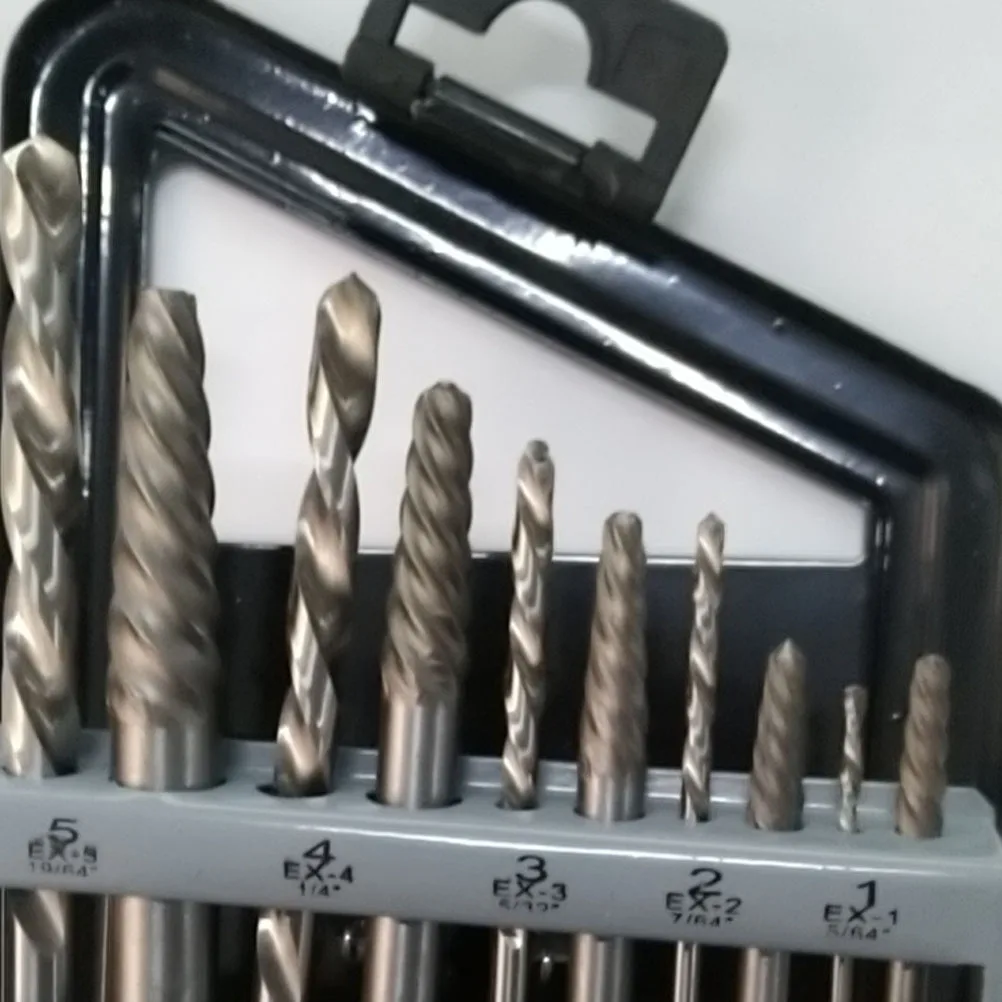 

10Pcs Screw Extractor Set Broken Screw Puller Out Tool Kit Rusty Free Spinning Deck Screws Easy Extraction Black