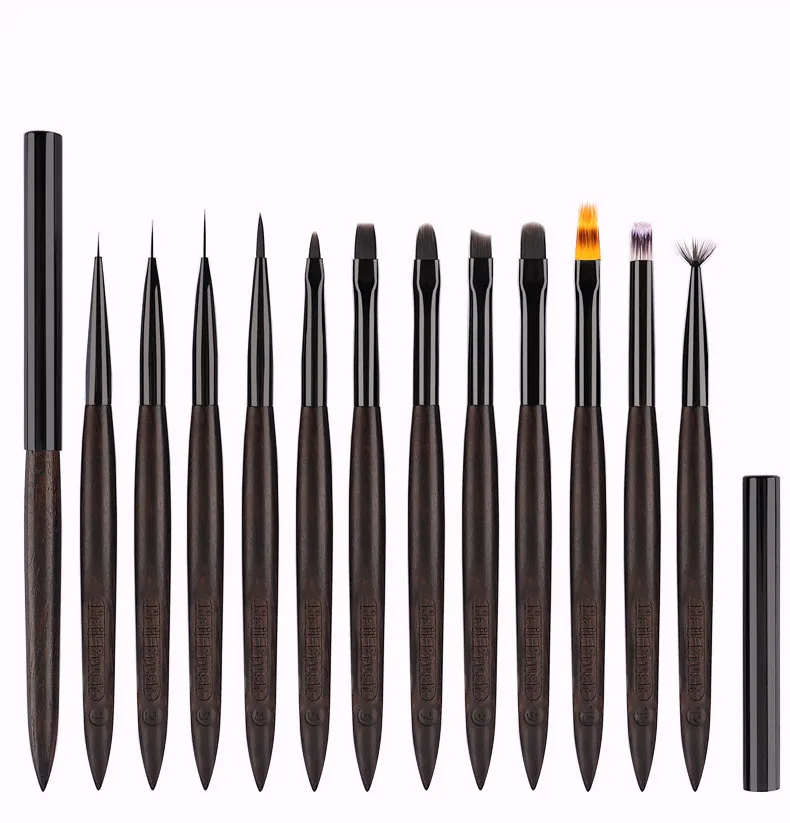 

12Style Nail Drawing Brushes For Manicure Lines Painting Gradient UV GEL Extension Builder Drawing Pen Sandalwood