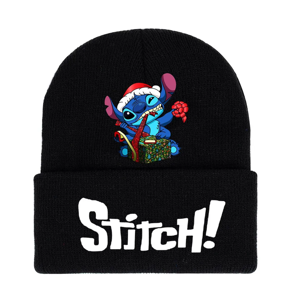 2024 Christmas Kawaii Stitch Knit Hat Autumn Winter New Red Green Men Women Beanies Warm Fashion Anime Accessories Holiday Gifts