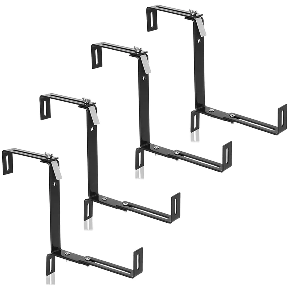 4pcs Stainless Steel Flower Box Holder Brackets Adjustable for Balcony Railings Fence 3cm to 14cm Depth 14-22cm