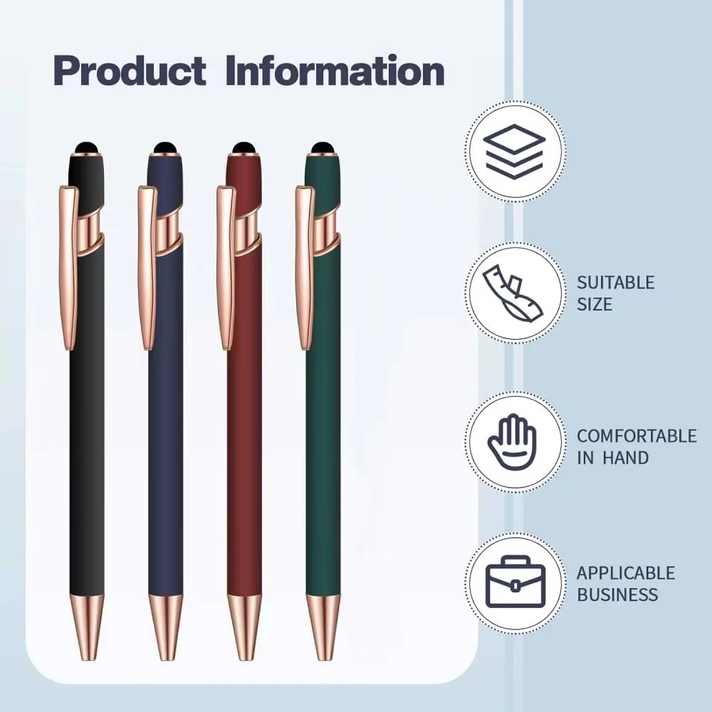 5-10Pieces Ballpoint Pen with Stylus Tip, Metal, 2 in 1 Stylus Ballpoint Pen 1.0 mm Black Ink for Smartphone, Table image 5