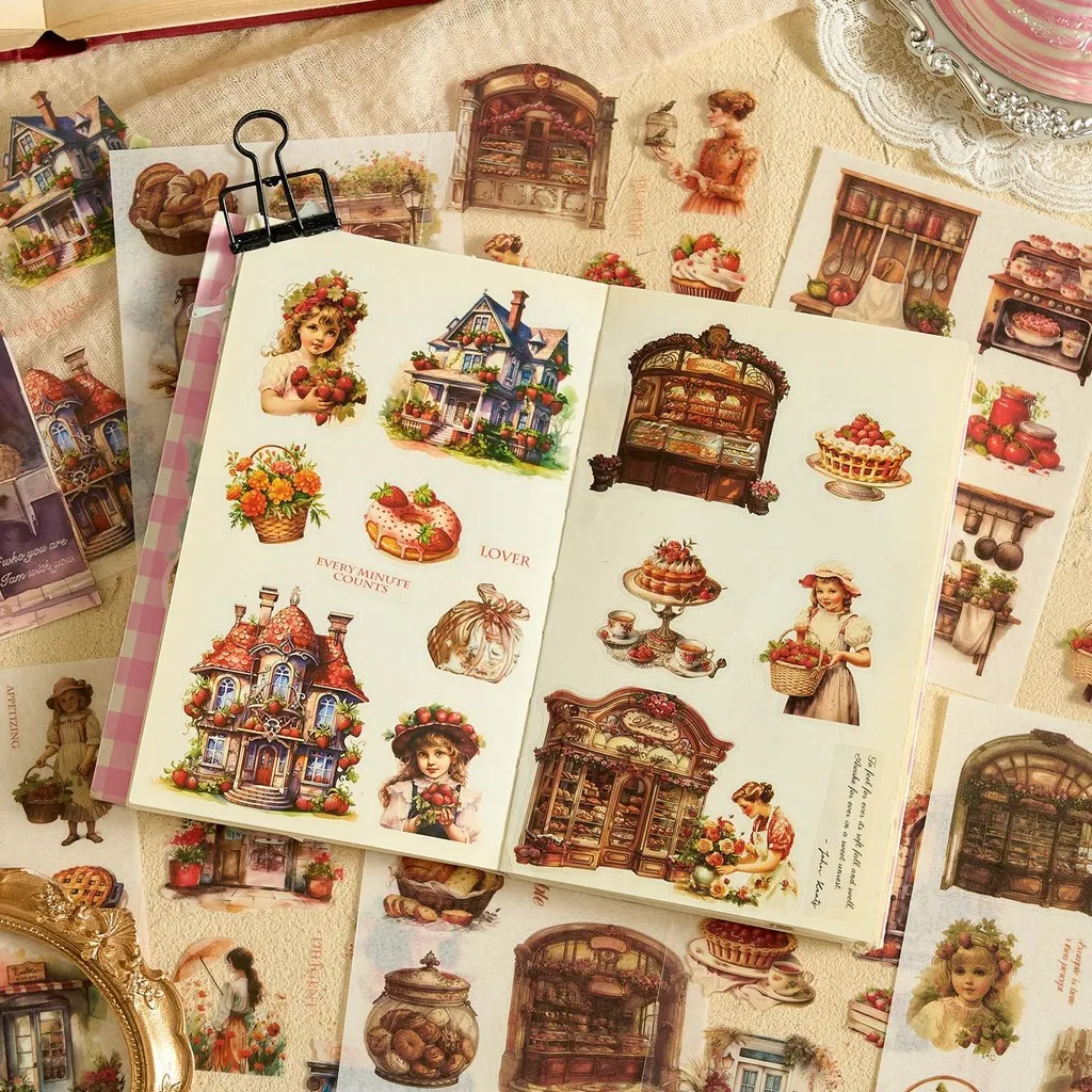 Journamm 10 Blatt Vintage PET Washi Papier Aufkleber DIY Scrapbooking Collage Dekor Junk Journal Ästhetik Aufkleber