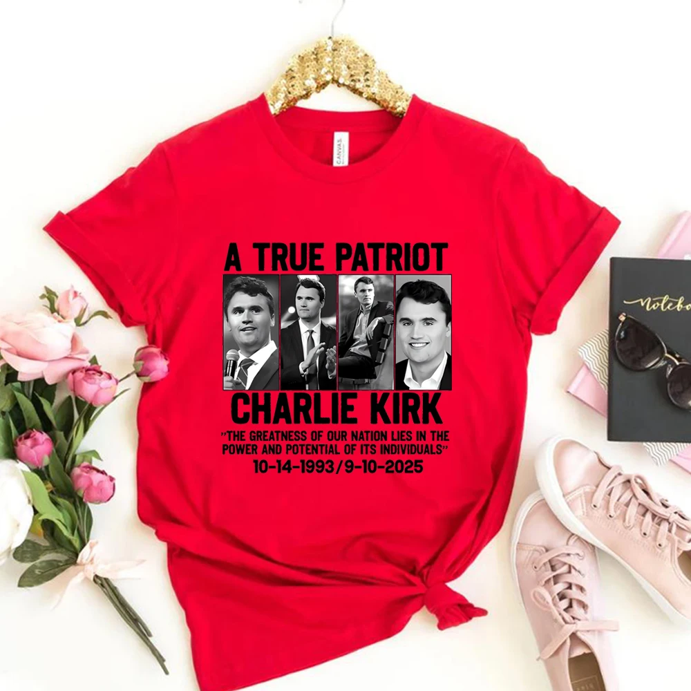 Charlie Kirk T-shirt Freedoom Shirt Charlie Kirk Memorial Tshirt Men Women Printed Short Sleeves Tops Unisex Aesthetic Clothes