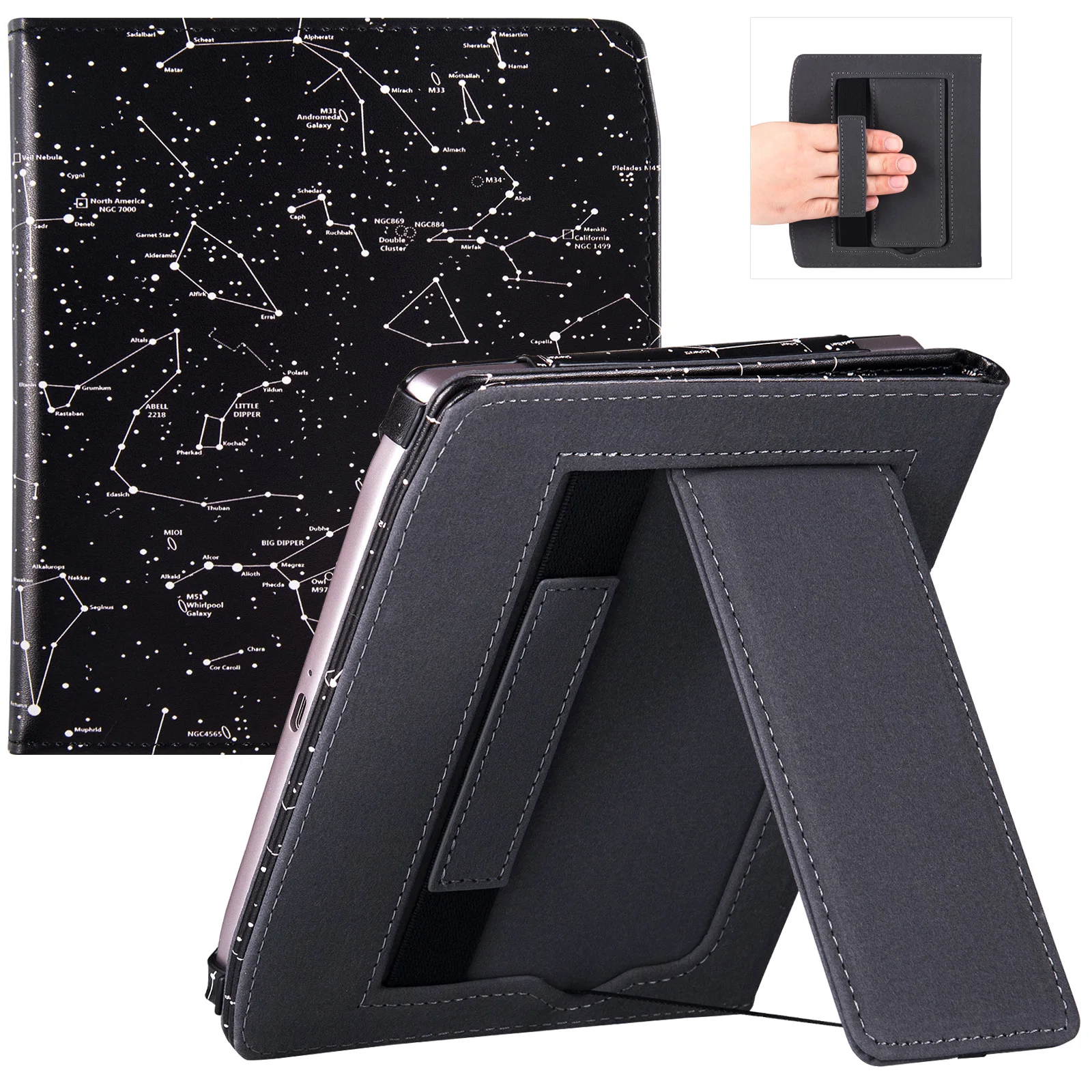 Stand Case for Pocketbook 700 Era/Era Colour e-Reader - Premium PU Leather Protective Cover with Hand Strap and Auto Sleep Wake