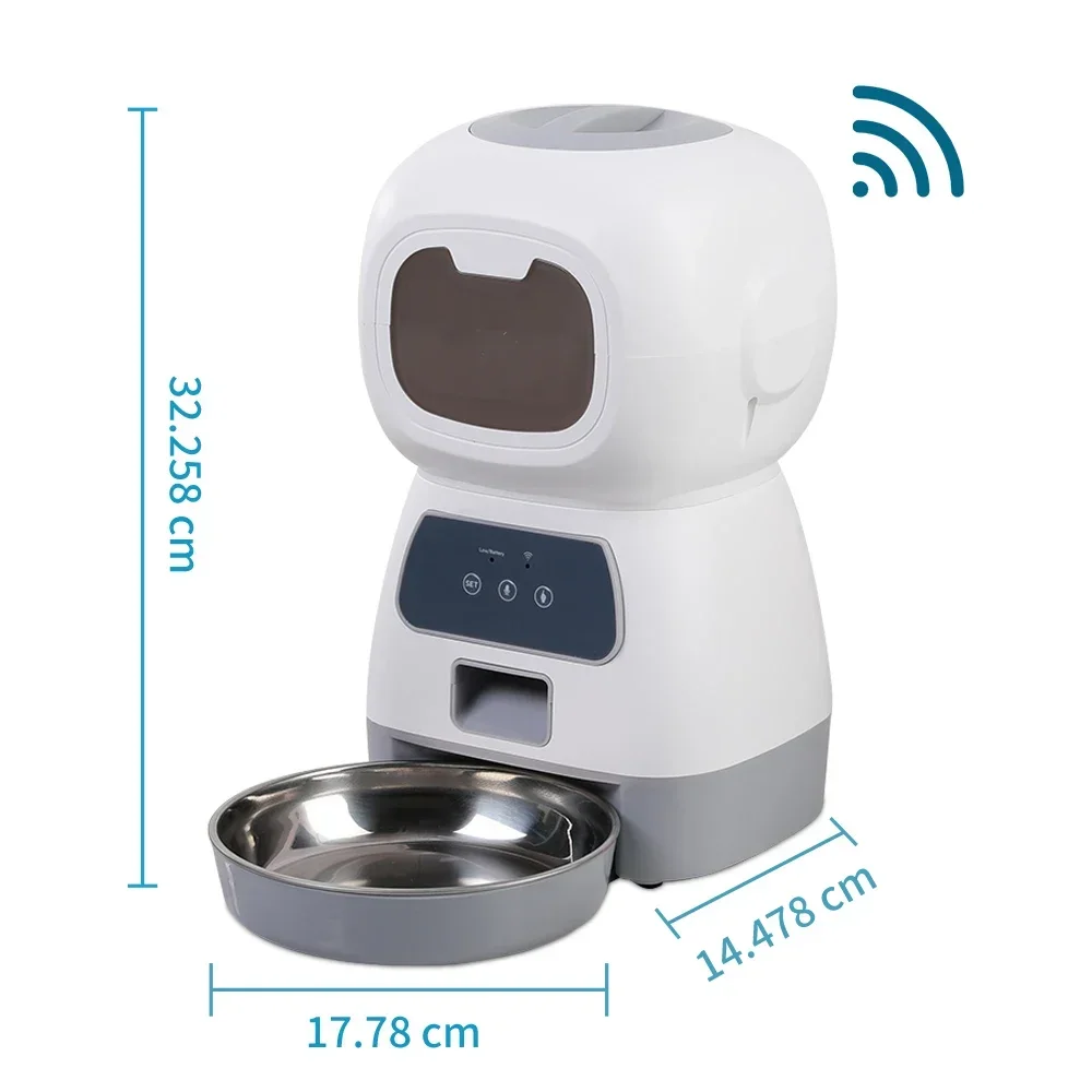 

A Dog Automatic with Voice Timing Stainless Steel Bowl Cat Dry Food Dispenser Tuya