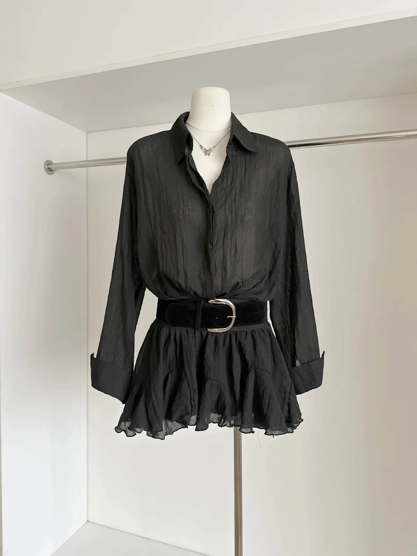 Sorella Star Abiti Moda Casual Falso in due pezzi Splicing Camicia a maniche corte Temperamento Pendolarismo Gonna corta a pieghe Outfit