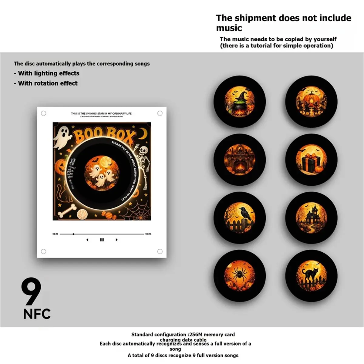 Halloween Automatic Singing Magnetic Fridge Magnet Induction Refrigerator Magnetic Disc Rotary Disc Night Light