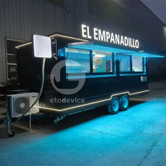ized Mobile 12 pies 16 pies 20 pies cuadrado móvil cocina Hot Dog barbacoa remolques de comida totalmente jugo bebida snack café camión