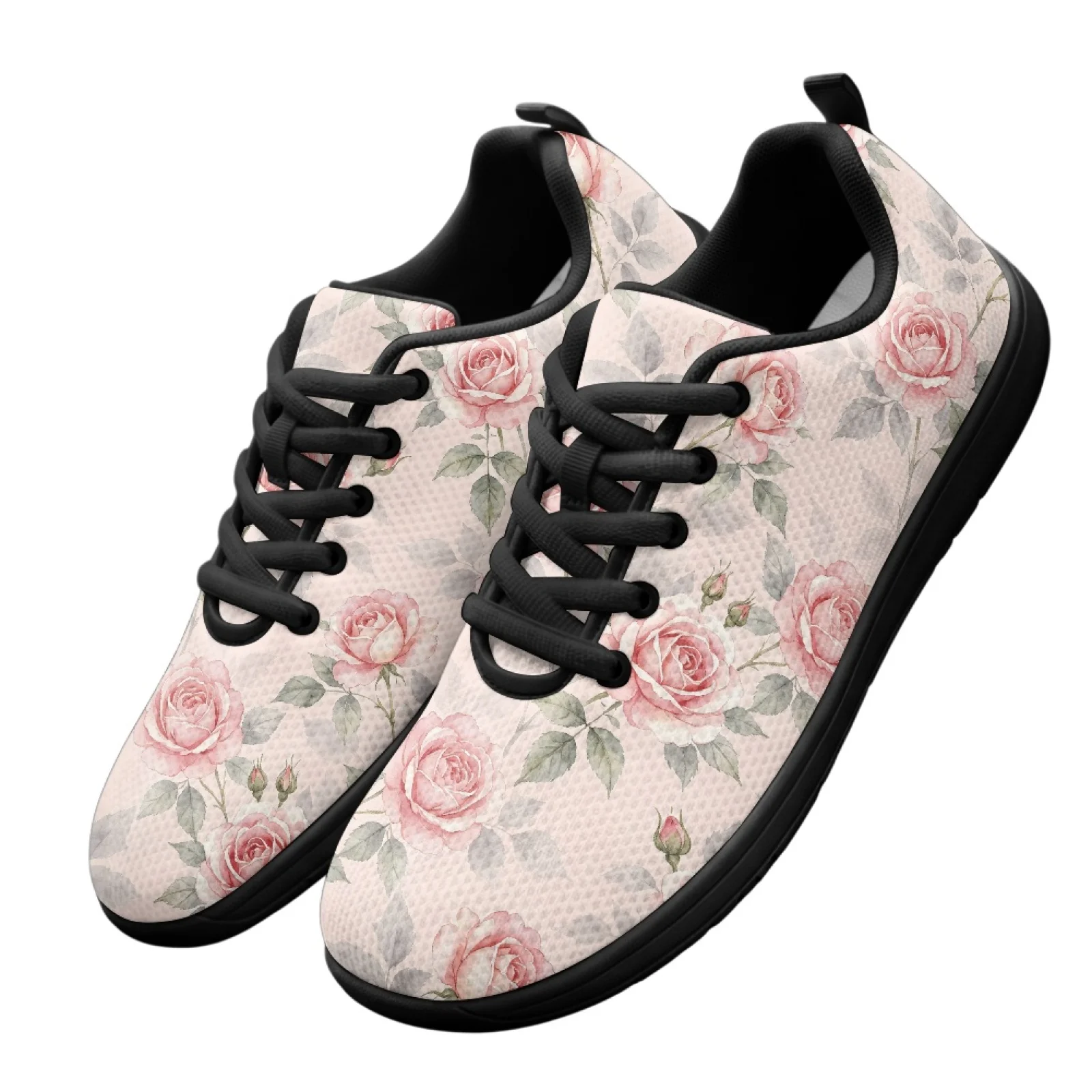 PENSTROLL Pink Watercolor Rose Comfortable Men's Walking Shoe Barefoot Sneakers for Hiking Non Slip Wide Width Comfort Shoes