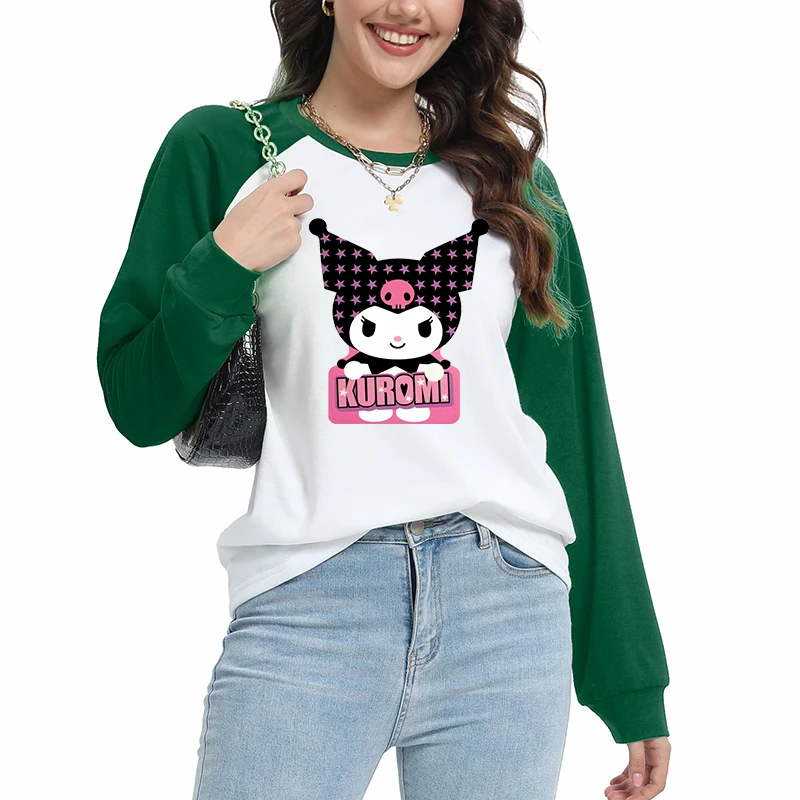 Kuromi Sleep Tops Hoodie Pullovers Start Of School Season Sweatshirts Ladies Hoodies Clothes Long Sleeves Top Lounge Clothing