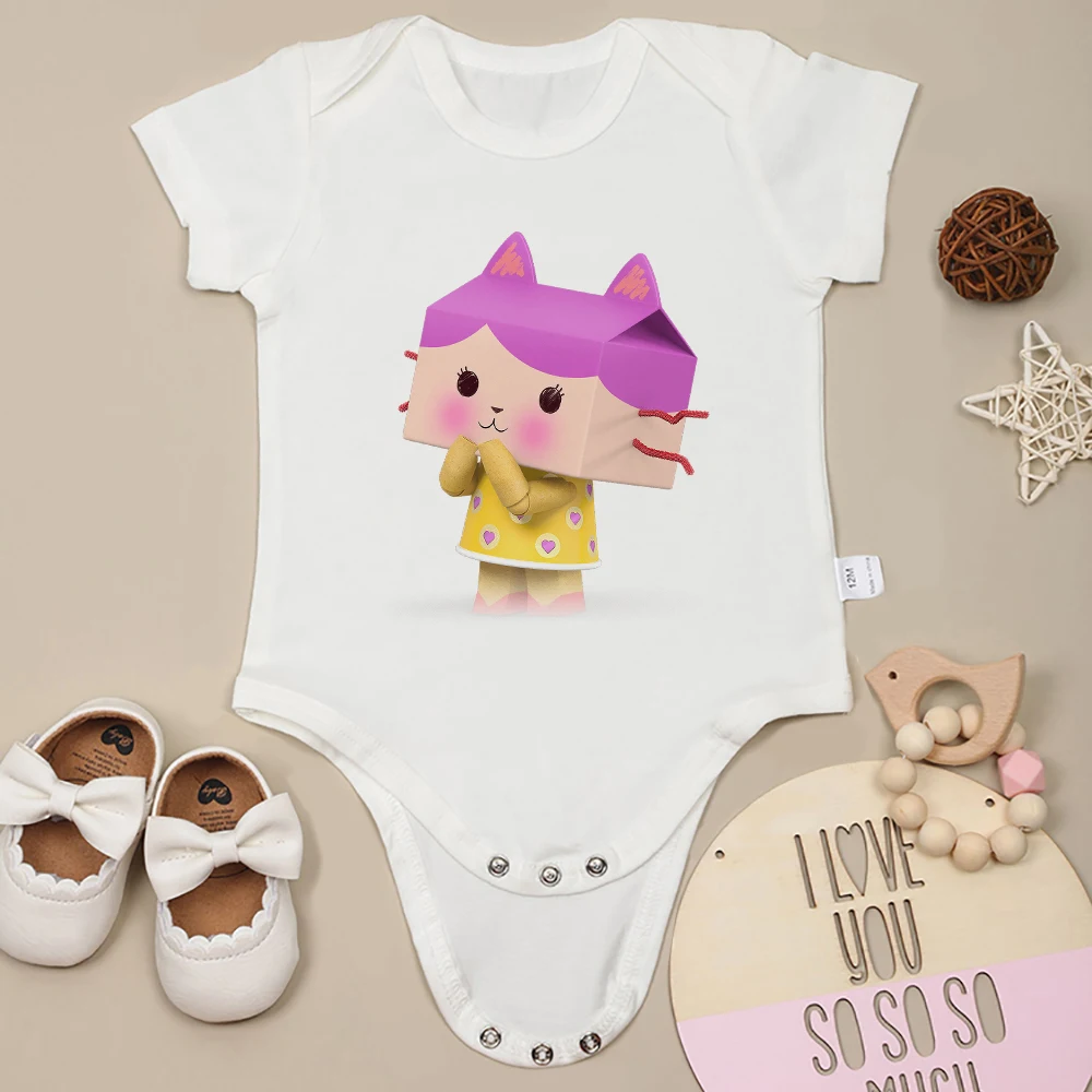 Sweet Cute Baby Girl Clothes Cartoon Cat Print Cotton Pink Onesies American Style Fashion Trend Toddler Bodysuit Summer O-neck