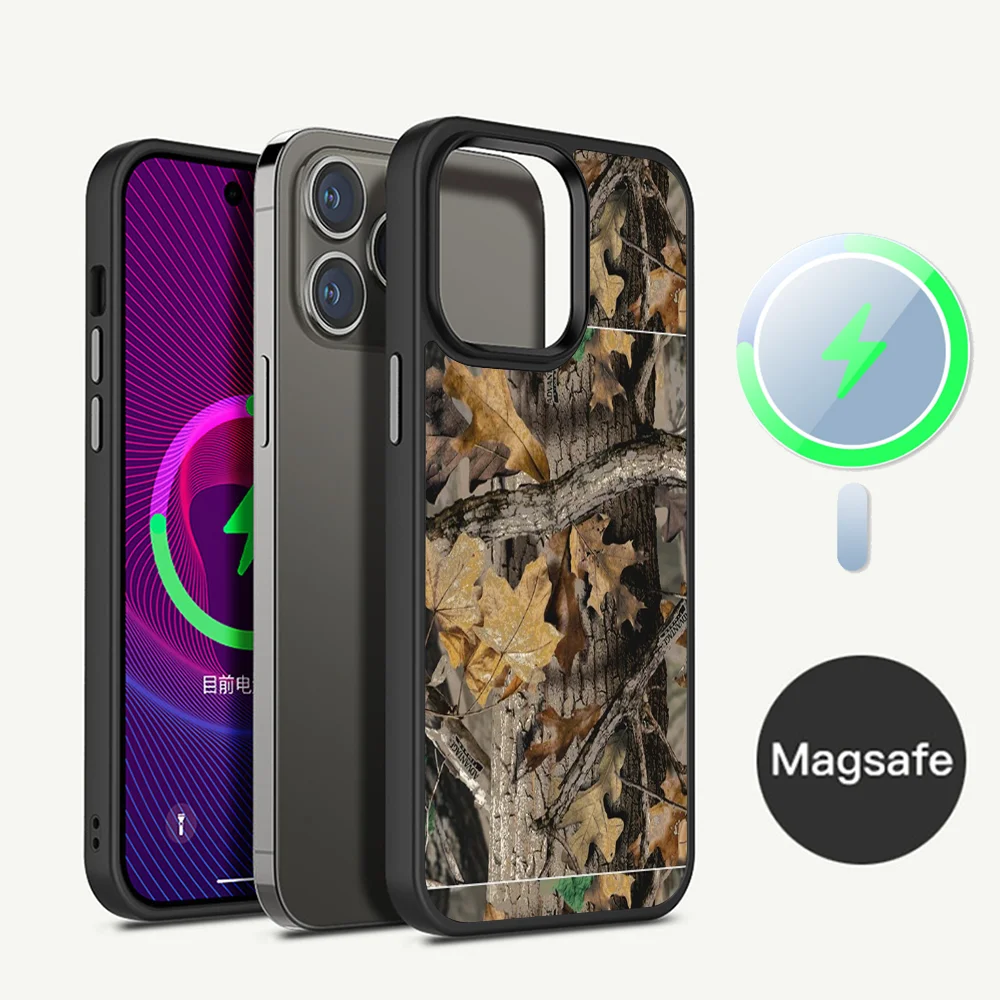 R-Realtrees Real Tree Camo Phone Case For iPhone 15 Pro Max Case 14 Plus 13 12 11 Magesafe Magnetic Wireless Charge Cover