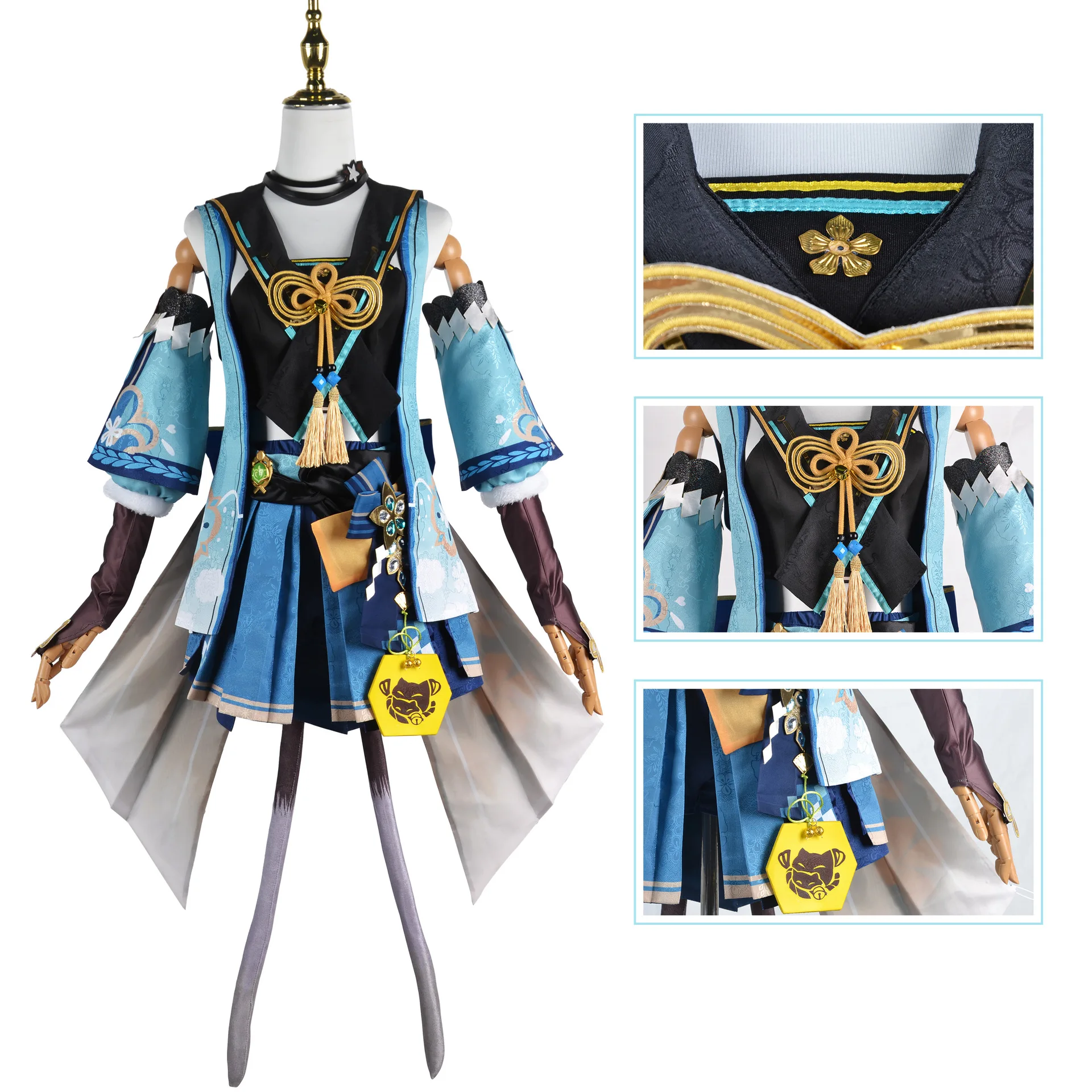 Costume de Cosplay Kirara Genshin Impact pour Femme, Perruque, Oreilles de Queue de Chat, Chaussures, Ensemble Complet, Jeu d'Anime, Tenues d'Halloween