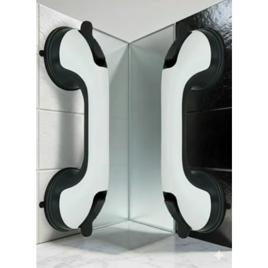 

Suction Cup Grab Bar for Bathtubs and Showers Non-Slip Shower Handle with Safety Indicators Durable Plastic Gray 2 Pack Bathroo