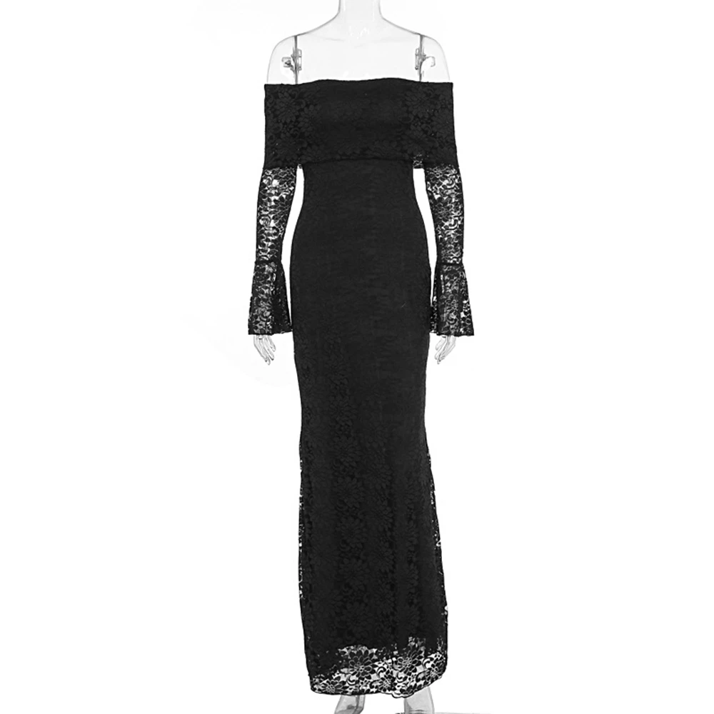 Pregnancy Photography Lace Dress Off Shoulder Long Sleeve Maternity Photoshoot Outfit Elegant Maxi Gown for Pregnant Women Lady view 6