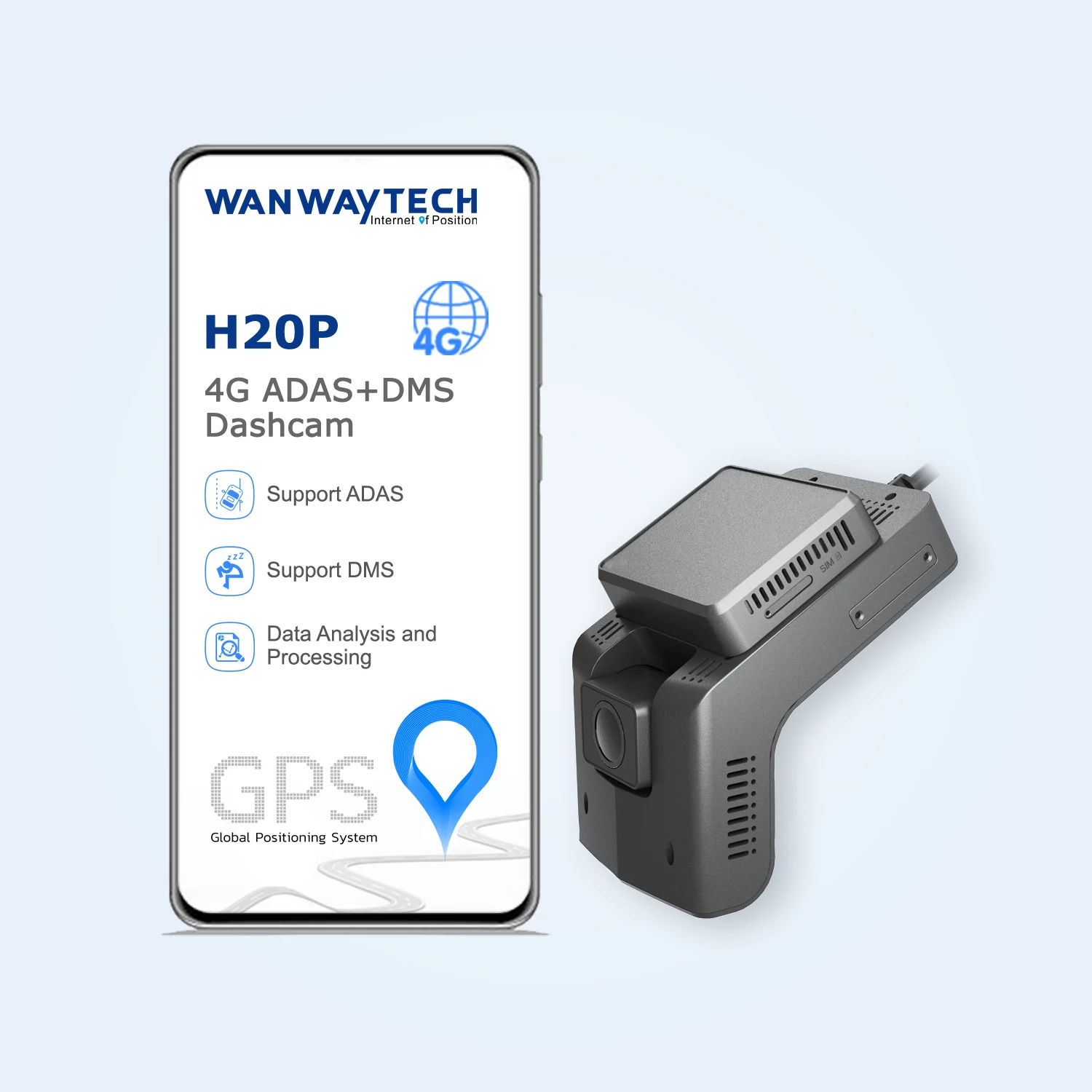 WanWay Dashcam WiFi Car Video Recorder 4G AI Dual Lens 1080P TFT 2 Channels Live Video GPS Tracking Monitoring 1 Year Smart ADAS