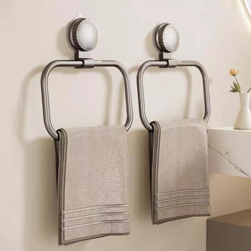 

Крючок для ванной комнаты Присоска для ванной комнаты Вешалка для полотенец из орехового дерева Современное настенное кольцо для полотенец середины века без перфорации
