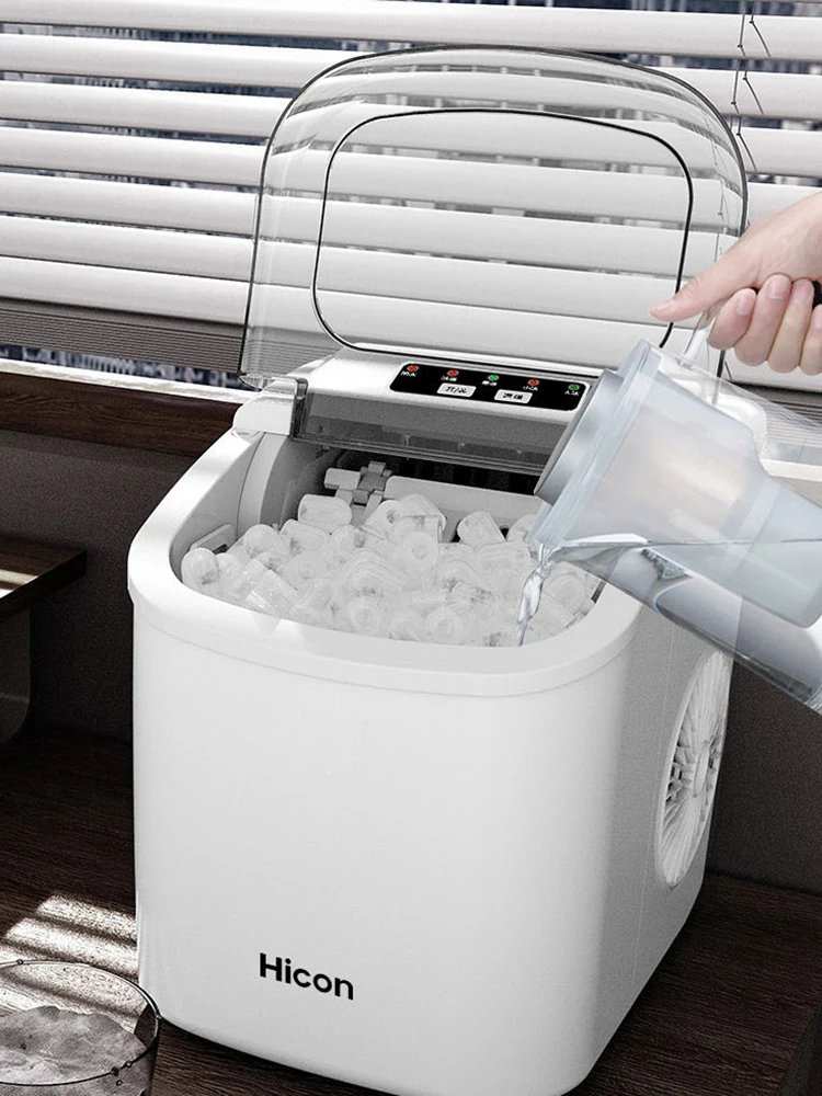 Macchina per il ghiaccio automatica Commerciale 15 kg Macchina per cubetti di ghiaccio Domestica Piccolo dormitorio Studenti Macchina per fare il ghiaccio rotonda intelligente 220V