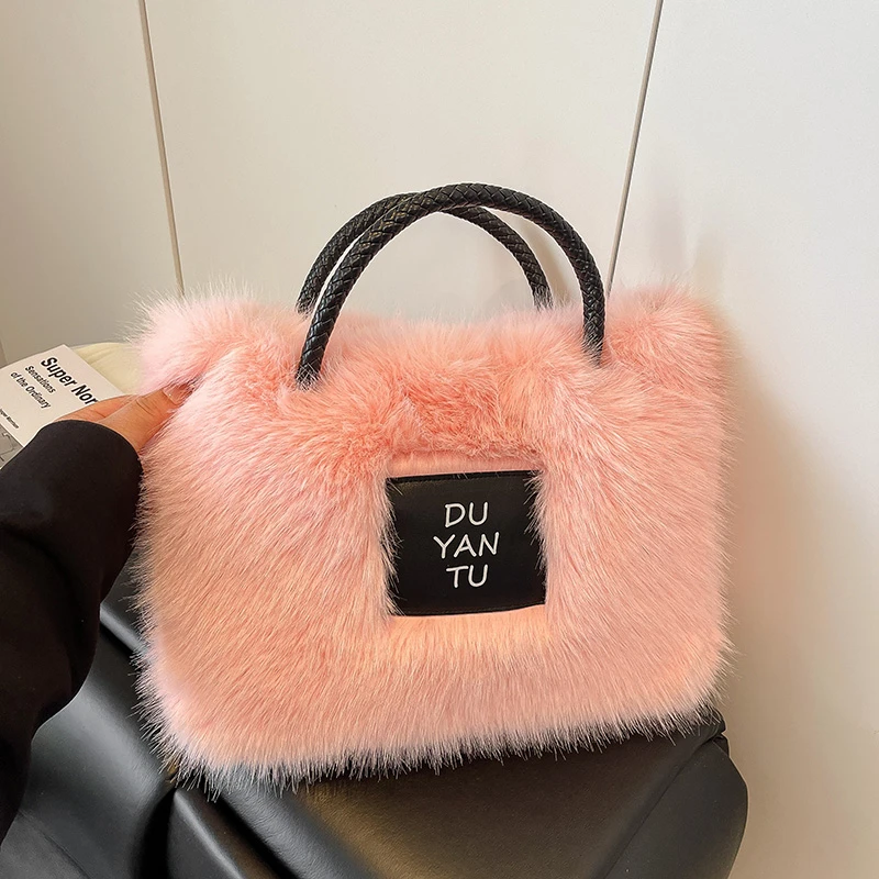 

Модные мягкие плюшевые сумки-тоут, женские дизайнерские пушистые женские сумки из искусственного меха, роскошные сумки большой вместимости, женские зимние сумки для покупок