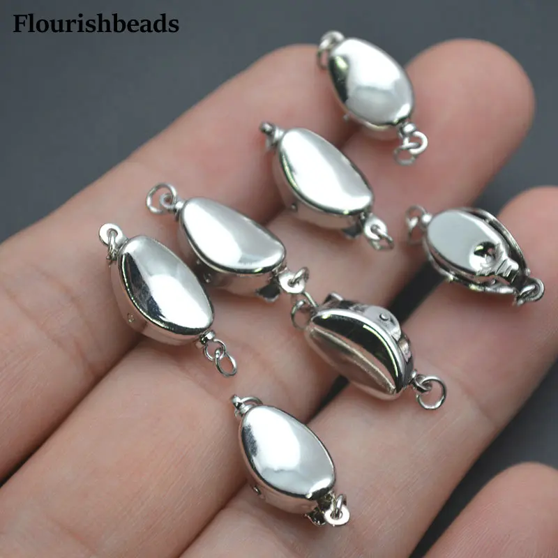 

10pc Rhodium Silver color High Quality Potato Oval Shape Incert Necklace Clasps Jewelry Connectors for DIY Jewelry Making